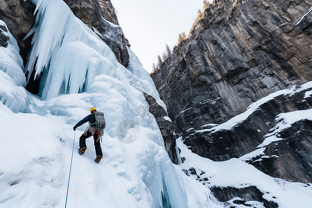 冰山攀岩自然冰川攀爬背景