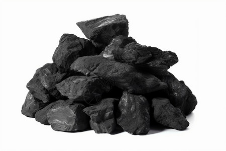 矿物石煤堆的白底图插画