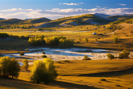 大草原的秋天景色背景图片