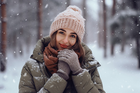 户外雪地里的女生图片