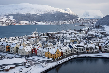 冬天的挪威建筑背景图片