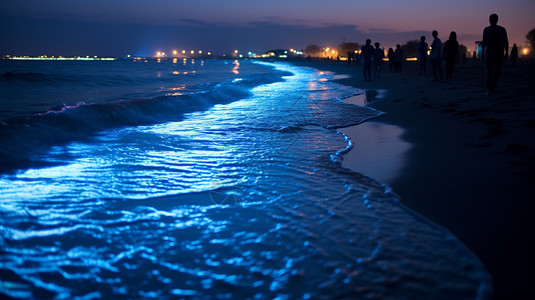 浅蓝色的天空浅蓝色的荧光海滩背景