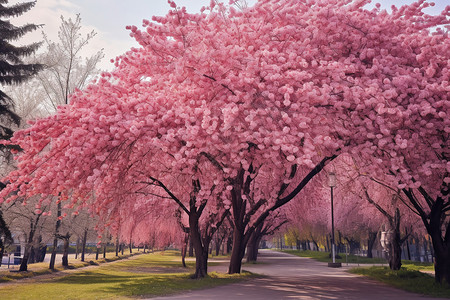 樱花树冠春天的樱花树背景