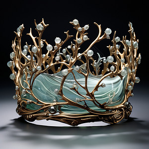 镂空金属嵌着海玻璃的皇冠背景
