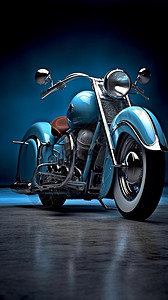 蓝色超跑摩托车图片