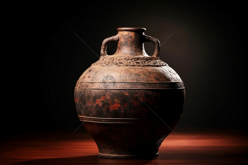 古代陶土酒罐图片