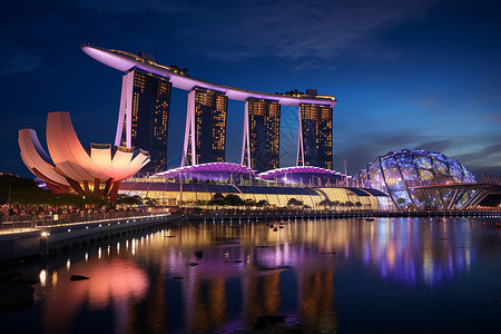 亚洲城市夜晚的建筑景观图片