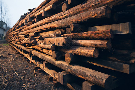 木材加工厂的木材图片