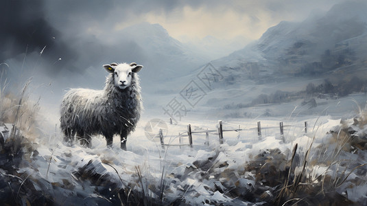 一只孤独的草原羊图片