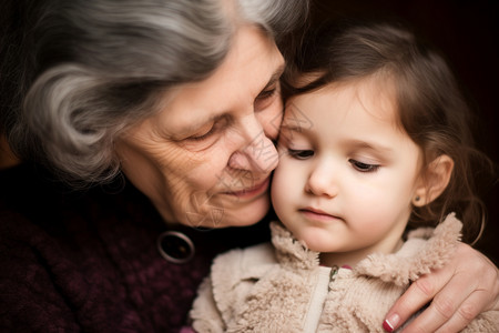 奶奶抱着心爱孙女背景图片