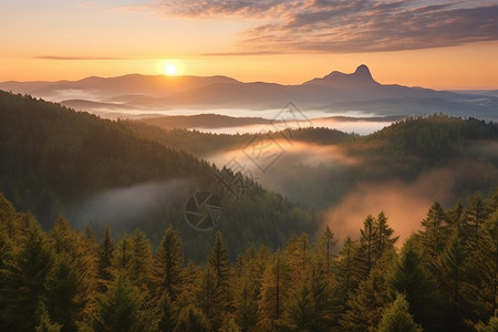 美丽早晨一望无际的群山背景