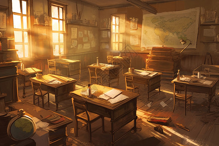 破旧的教室背景图片