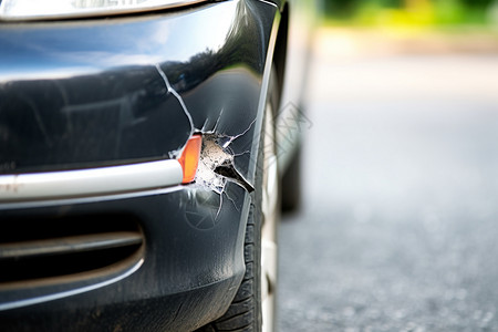 碰撞产生凹痕的汽车高清图片