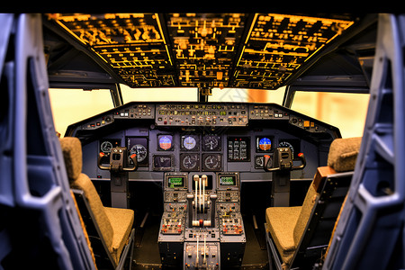 电子航空航天客运机操作室展示背景