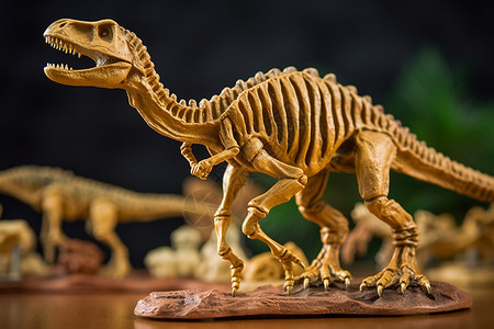 小恐龙标签侏罗纪恐龙骨骼背景
