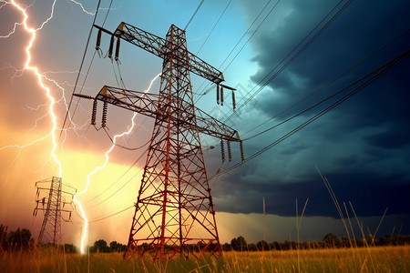 布鲁塞尔原子塔闪电中的高压电塔设计图片