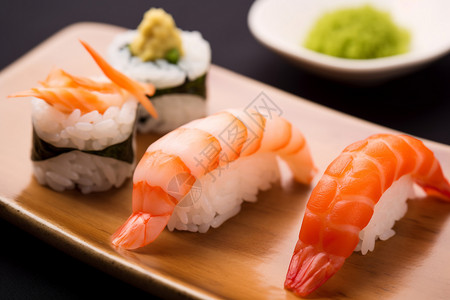 美味鲜虾寿司背景