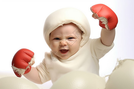 小孩拳击带拳击手套的小孩背景