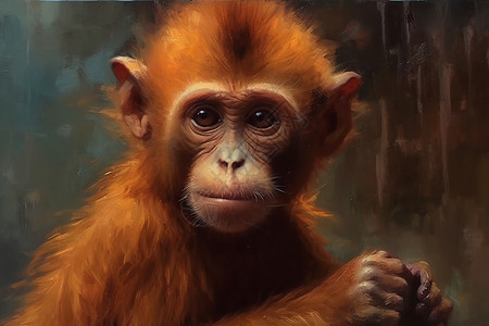 猴子油画插图图片