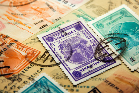收藏的邮票背景图片