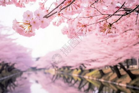 春季盛开的樱花背景图片
