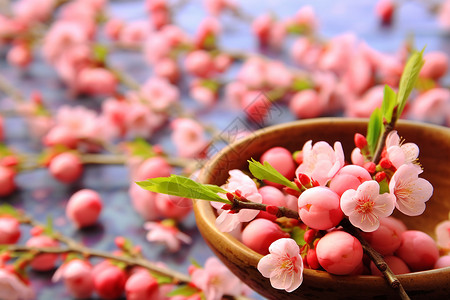 美丽的桃花和浆果图片