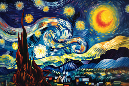 抽象创意的夜晚星空插图背景图片