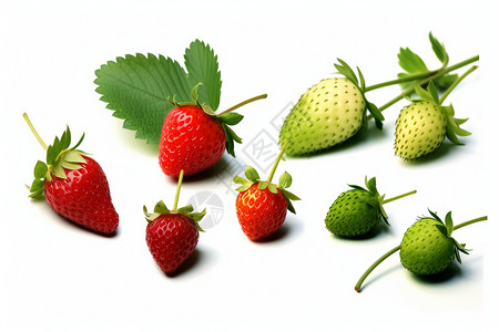 未成熟的草莓和成熟的草莓高清图片