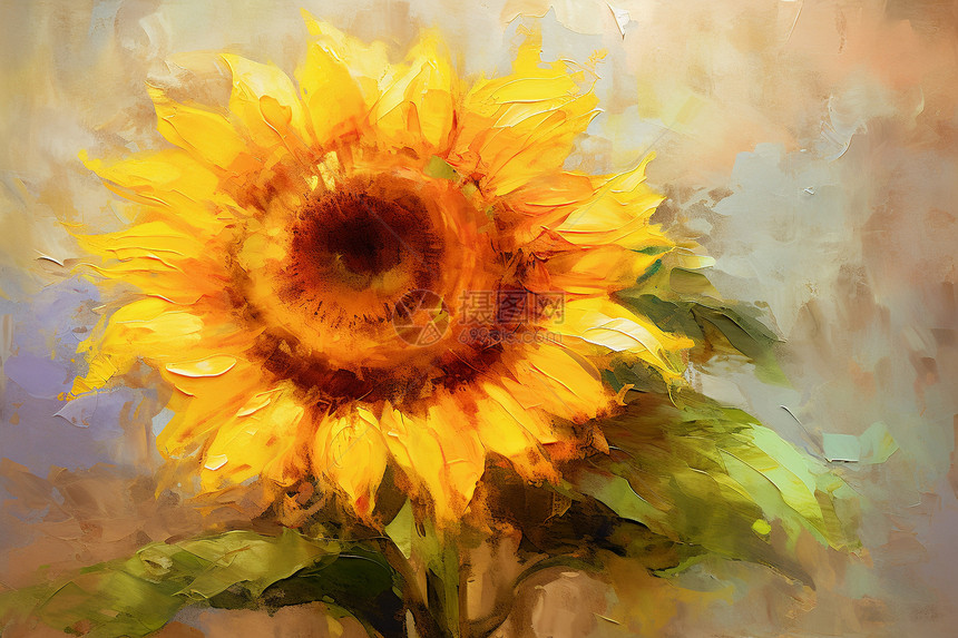 一副精美的油画向日葵图片