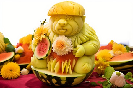 西瓜雕刻泰国雕刻高清图片