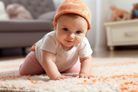 地毯上可爱的婴儿背景图片