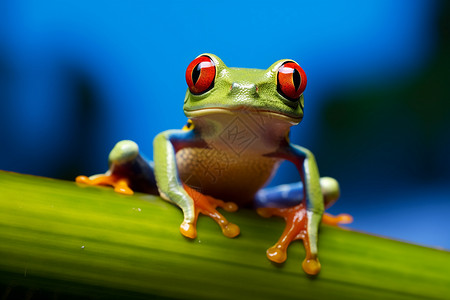 可爱树蛙红色鼓胀高清图片