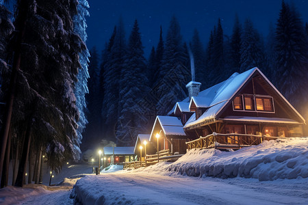 餐厅圣诞节阿尔卑斯山脚下的房屋背景