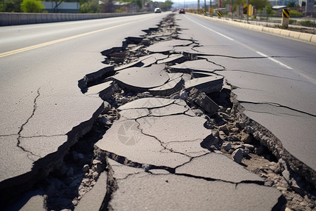 地震裂纹破裂的高速公路背景
