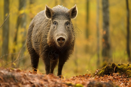 野猪哺乳动物在森林高清图片
