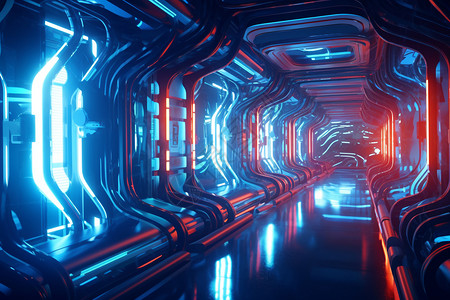高科技隧道未来迷宫高清图片