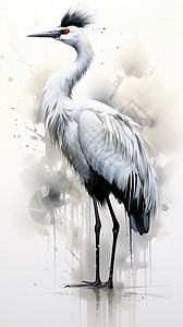 美丽的水墨画白鹤背景图片