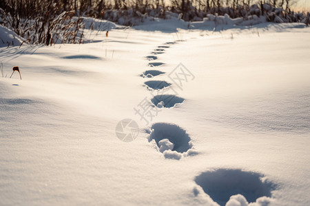 好冷表情包户外雪地中脚印背景