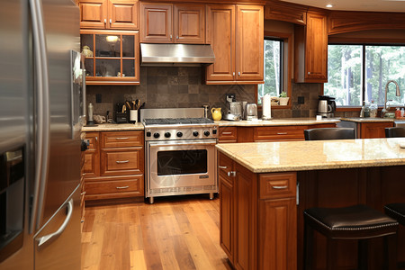 别墅豪华的厨房装潢背景图片