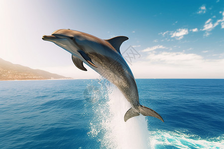 海中跳跃的海豚背景图片