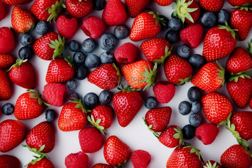 新鲜的草莓和蓝莓图片