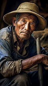 皮肤黝黑的农村老人图片