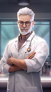 白胡子和头发的医生图片