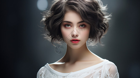 化妆品店效果图短发的3D女孩效果图设计图片