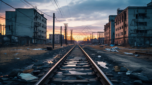 空旷的城市铁路背景图片