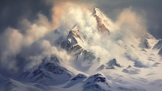 圣洁的雪山之巅背景图片