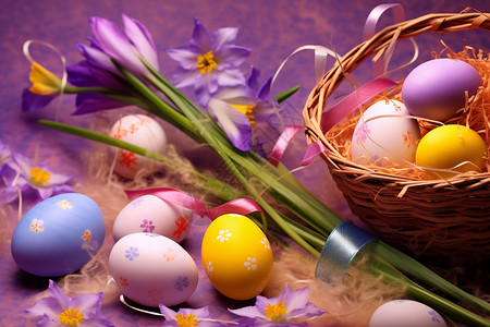 五颜六色的复活节彩蛋背景图片