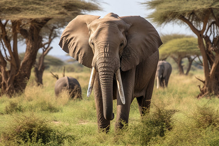 国家公园中的野生大象图片