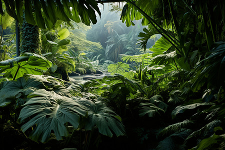 热带雨林气候热带的原始森林背景