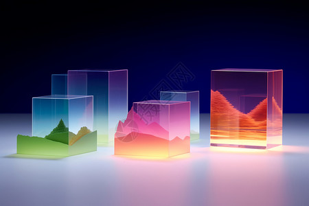 塑料块彩色的玻璃质感设计图片